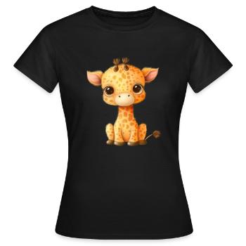 Süße Cartoon-Baby-Giraffe mit Glubschaugen - Frauen T-Shirt - Schwarz - Vorne - AI Model Female 172 dark (172cm)