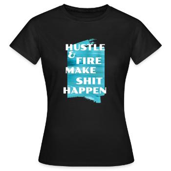 Hustle & Fire - T-shirt Femme - noir - Devant - AI Model Female 172 dark (172cm)