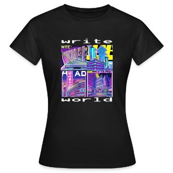 write world - Frauen T-Shirt - Schwarz - Vorne - AI Model Female 172 dark (172cm)
