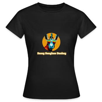 Sassy Sunglass Donkey - Women's T-Shirt - black - Front - AI Model Female 172 dark (172cm)