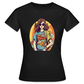 Hélène hippie - T-shirt Femme - noir - Devant - AI Model Female 172 dark (172cm)
