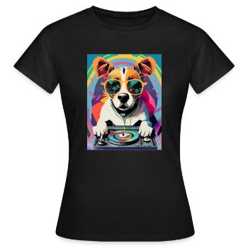 DJ Hund - Frauen T-Shirt - Schwarz - Vorne - AI Model Female 172 dark (172cm)