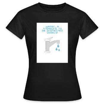 L’eau, un trésor - T-shirt Femme - noir - Devant - AI Model Female 172 dark (172cm)