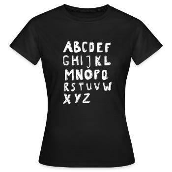 Alphabet Druckbuchstaben - Frauen T-Shirt - Schwarz - Vorne - AI Model Female 172 dark (172cm)