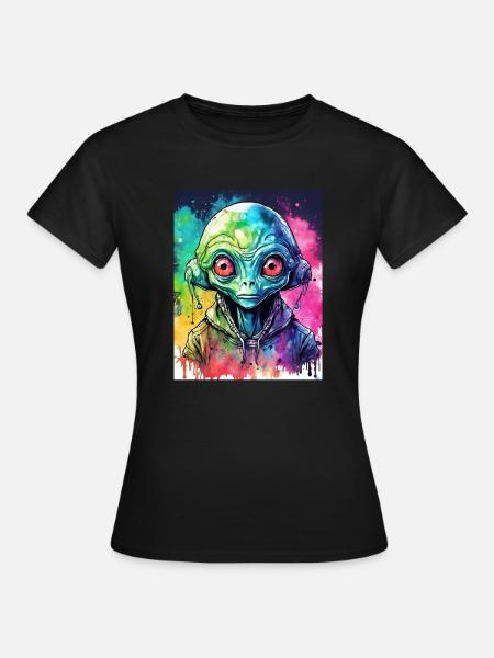 Alien Design - Frauen T-Shirt - Schwarz