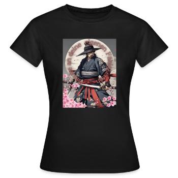 Samurai Krieger Schwertkämpfer Kirchblüten - Frauen T-Shirt - Schwarz - Vorne - AI Model Female 172 dark (172cm)