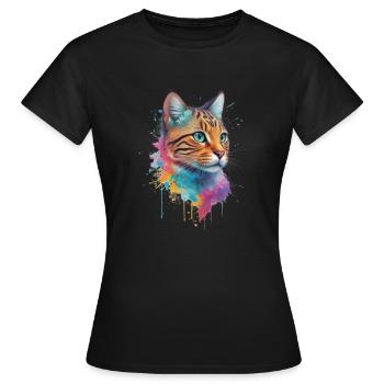 A multi-coloured wildcat - Women's T-Shirt - black - Front - AI Model Female 172 dark (172cm)