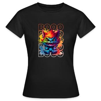 Chibi Roar & Booo! T-shirt lunatique Wolfman ! - T-shirt Femme - noir - Devant - AI Model Female 172 dark (172cm)