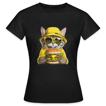 chat au chapeau jaune - T-shirt Femme - noir - Devant - AI Model Female 172 dark (172cm)