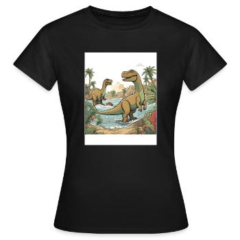 Aventure de dinosaures - T-shirt Femme - noir - Devant - AI Model Female 172 dark (172cm)