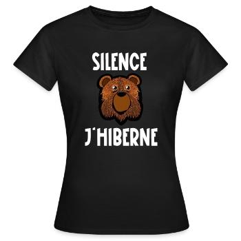 silence j'hiberne - T-shirt Femme - noir - Devant - AI Model Female 172 dark (172cm)