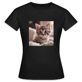 Yeux de chaton curieux - T-shirt Femme - noir - Devant - AI Model Female 172 dark (172cm)