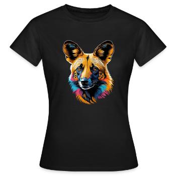 African wild dog - Women's T-Shirt - black - Front - AI Model Female 172 dark (172cm)