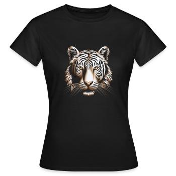Impression sur toile Dynamic Op Art Tiger - T-shirt Femme - noir - Devant - AI Model Female 172 dark (172cm)