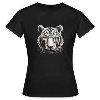 Oeuvre d’Illusion de tigre d’Op Art énigmatique - T-shirt Femme - noir - Devant - AI Model Female 172 dark (172cm)