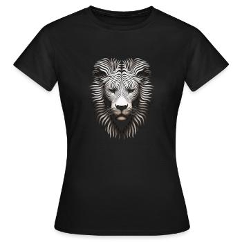 Imposante oeuvre de toile Op Art Lion - T-shirt Femme - noir - Devant - AI Model Female 172 dark (172cm)