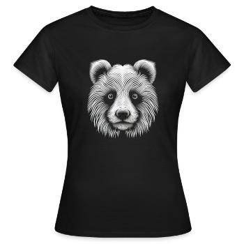 Enchanteur Op Art Panda Portrait toile - T-shirt Femme - noir - Devant - AI Model Female 172 dark (172cm)