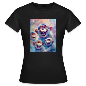 Singes rieurs - T-shirt Femme - noir - Devant - AI Model Female 172 dark (172cm)