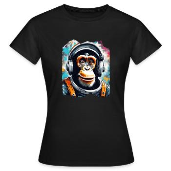 Astronaut chimp with headphones - Women's T-Shirt - black - Front - AI Model Female 172 dark (172cm)