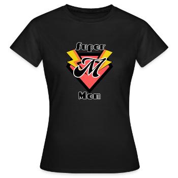 Super Mom - pink badge with lightning bolts - Women's T-Shirt - black - Front - AI Model Female 172 dark (172cm)