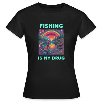 La pêche est ma drogue - T-shirt Femme - noir - Devant - AI Model Female 172 dark (172cm)