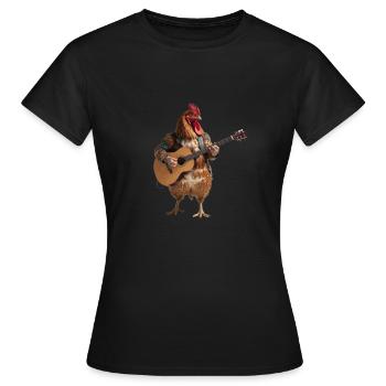 Rooster Hen Gitarre - Frauen T-Shirt - Schwarz - Vorne - AI Model Female 172 dark (172cm)