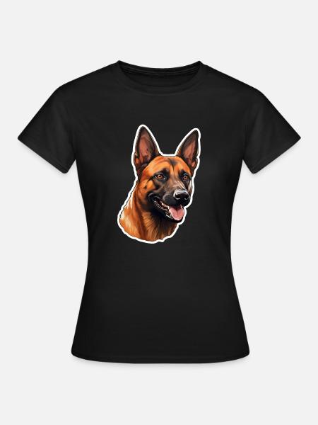 Belgian Malinois Kopf - Frauen T-Shirt - Schwarz