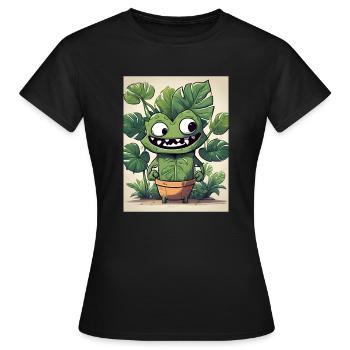 Monastera Blumentopf Buddy - Frauen T-Shirt - Schwarz - Vorne - AI Model Female 172 dark (172cm)