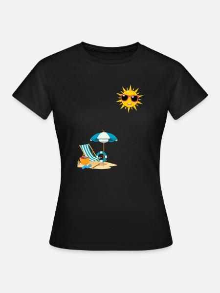 Soleil au bord de plage - T-shirt Femme - noir