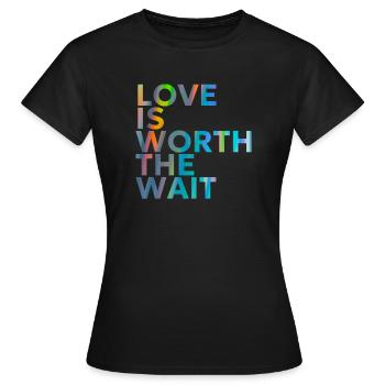 L’AMOUR VAUT LA PEINE D’ATTENDRE - T-shirt Femme - noir - Devant - AI Model Female 172 dark (172cm)