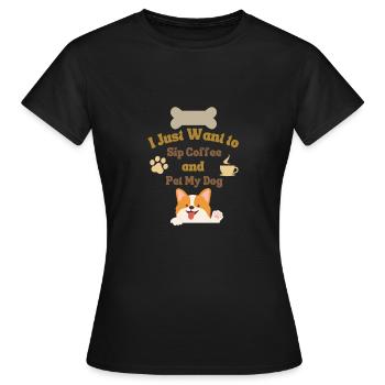 Je veux juste caresser mon chien - T-shirt Femme - noir - Devant - AI Model Female 172 dark (172cm)