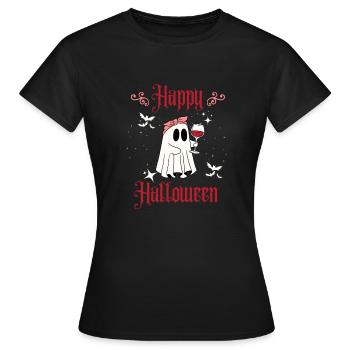 Gespenst mit Weinglas - Frauen T-Shirt - Schwarz - Vorne - AI Model Female 172 dark (172cm)