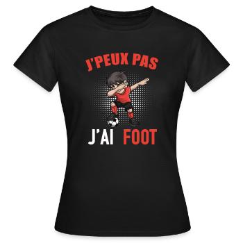 J Peux Pas J Ai Foot Football Enfant Garçon - T-shirt Femme - noir - Devant - AI Model Female 172 dark (172cm)