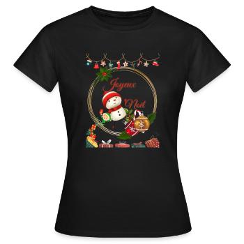 Joyeux Noël png - T-shirt Femme - noir - Devant - AI Model Female 172 dark (172cm)