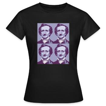 Poe Art, Edgar Allen Poe Pop Art monochrome Kunst - T-shirt Femme - noir - Devant - AI Model Female 172 dark (172cm)