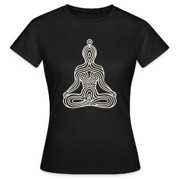Yoga für Frauen | Logo Lineart - Frauen T-Shirt - Schwarz - Vorne - AI Model Female 172 dark (172cm)