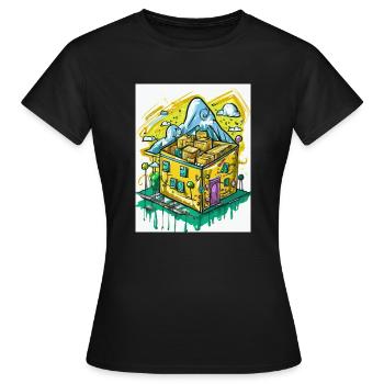 Es rappelt im Karton - Frauen T-Shirt - Schwarz - Vorne - AI Model Female 172 dark (172cm)