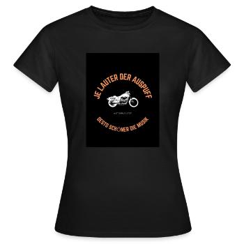 Je lauter der Auspuff desto schöner die Musik - Frauen T-Shirt - Schwarz - Vorne - AI Model Female 172 dark (172cm)
