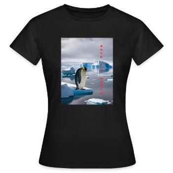 Save the World pingouin - T-shirt Femme - noir - Devant - AI Model Female 172 dark (172cm)