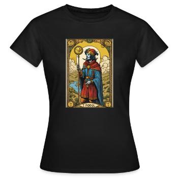 Carte de Tarot Le Fou - T-shirt Femme - noir - Devant - AI Model Female 172 dark (172cm)