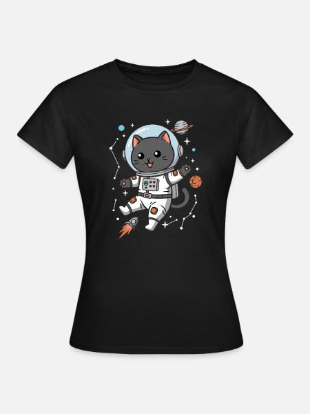 Weltraum-Katze - Frauen T-Shirt - Schwarz