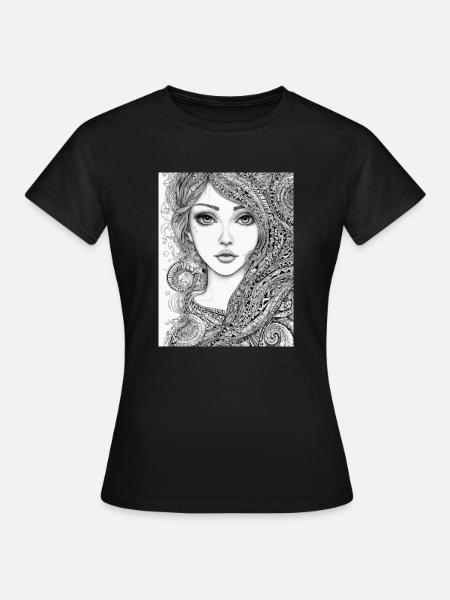 Abstraktes Porträt - Frauen T-Shirt - Schwarz