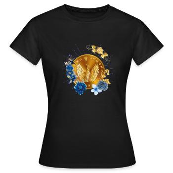 Goldene Wiedergeburt - Frauen T-Shirt - Schwarz - Vorne - AI Model Female 172 dark (172cm)