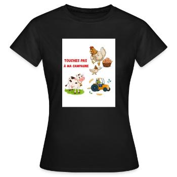 Touches pas ma campagne - T-shirt Femme - noir - Devant - AI Model Female 172 dark (172cm)
