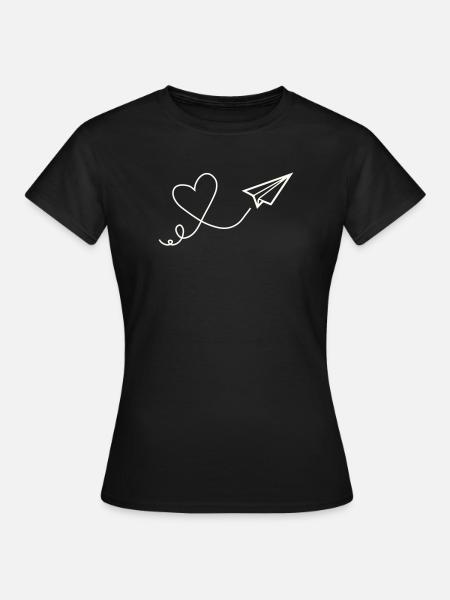 Herzflug Linienkunst - Frauen T-Shirt - Schwarz
