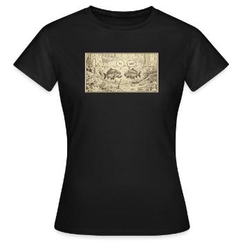 Fischgespräch im Teich - Frauen T-Shirt - Schwarz - Vorne - AI Model Female 172 dark (172cm)