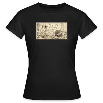 Bus im Wald: Igel trifft Streichholzduo - Frauen T-Shirt - Schwarz - Vorne - AI Model Female 172 dark (172cm)