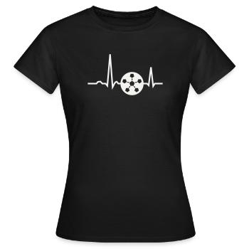 Soccer Heartbeat ECG Line Soccer Fan Gift - Women's T-Shirt - black - Front - AI Model Female 172 dark (172cm)