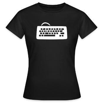 Clavier d’ordinateur rétro blanc vintage années 80 90 - T-shirt Femme - noir - Devant - AI Model Female 172 dark (172cm)