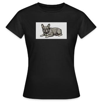 Ornate Bulldog Tattoo Muster - Frauen T-Shirt - Schwarz - Vorne - AI Model Female 172 dark (172cm)
